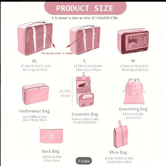 Luggage Travel Set Light Teal 8 Piece with Hanging Toiletry Bag Organizer NWT - Picture 3 of 3